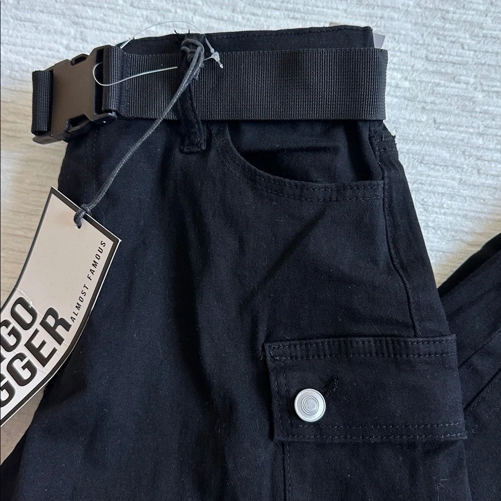 Almost Famous Black Cargo Jogger Pants NWT - Picture 3 of 5
